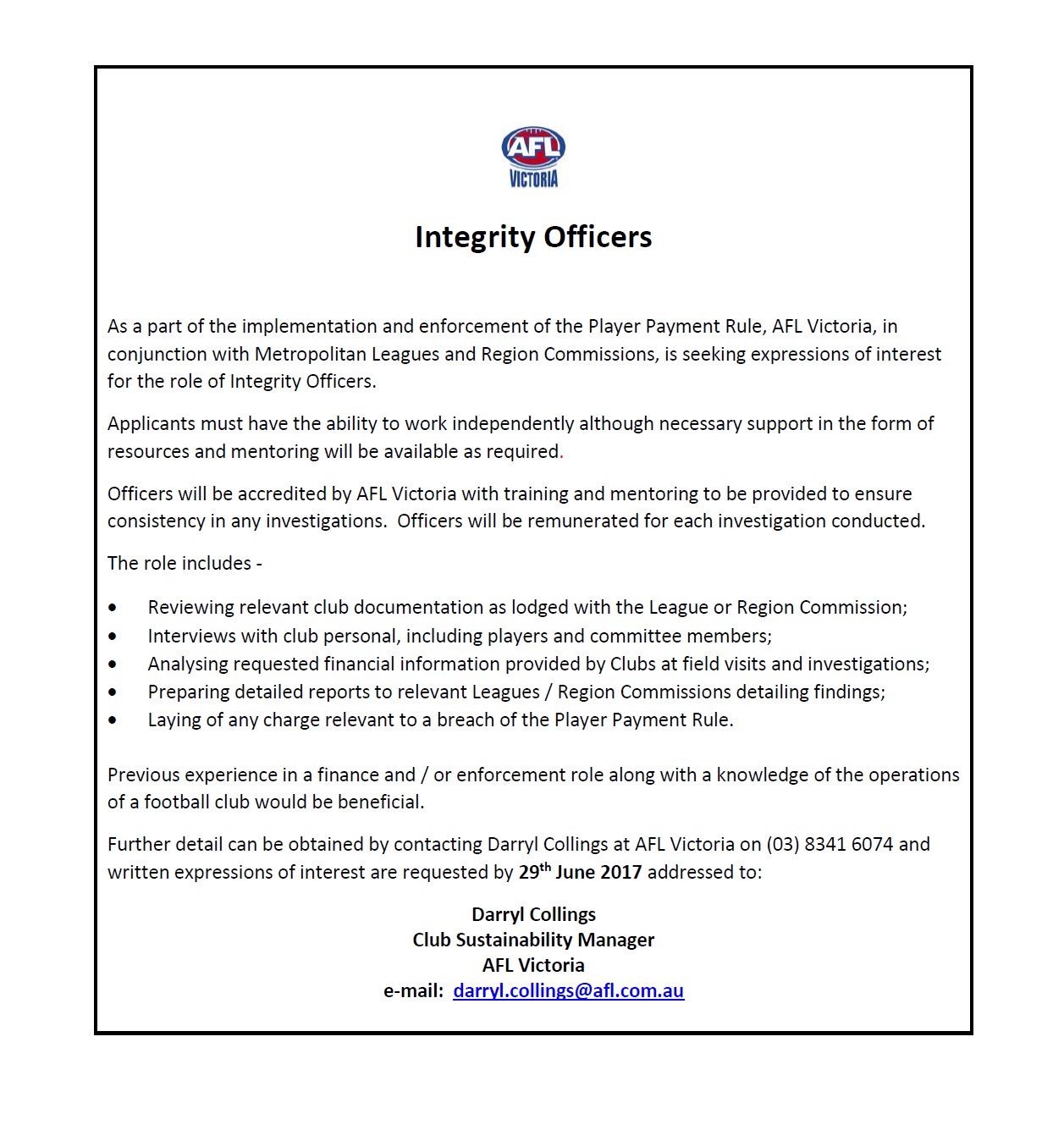 integrity officers